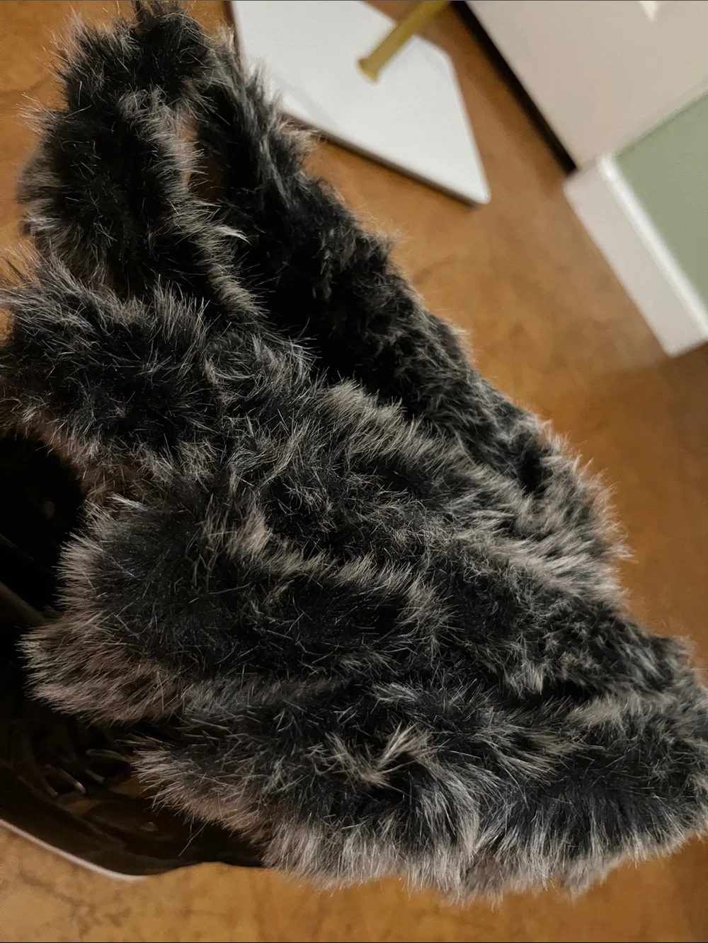 Women's Black Winter Fur-Trim Snow Boots Aleader NEW size US8.0